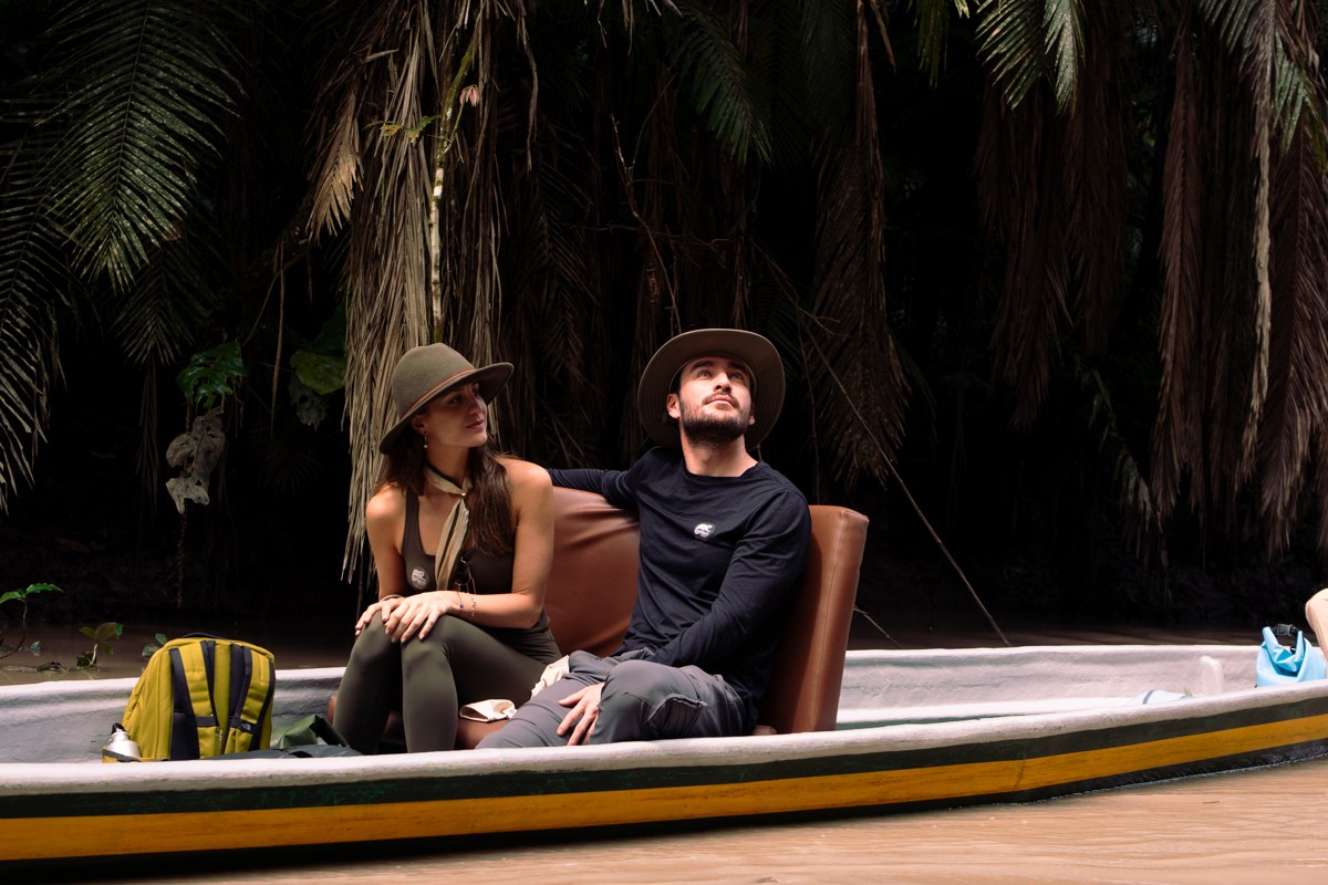 Travelers exploring the Amazon by canoe at Napo Wildlife Center