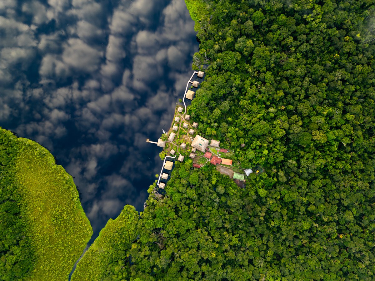 Aerial view of Napo Wildlife Center in the Amazon